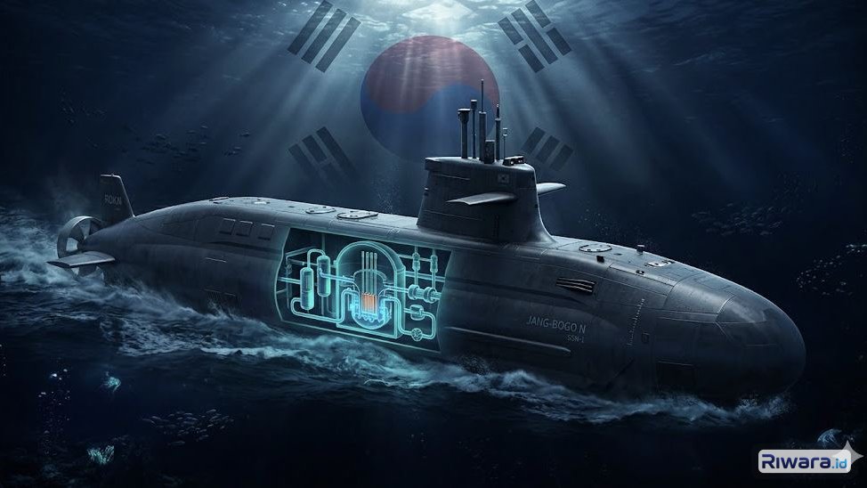 Ilustrasi kapal selam nuklir Korea Selatan dibuat dengan bantuan Gemini AI